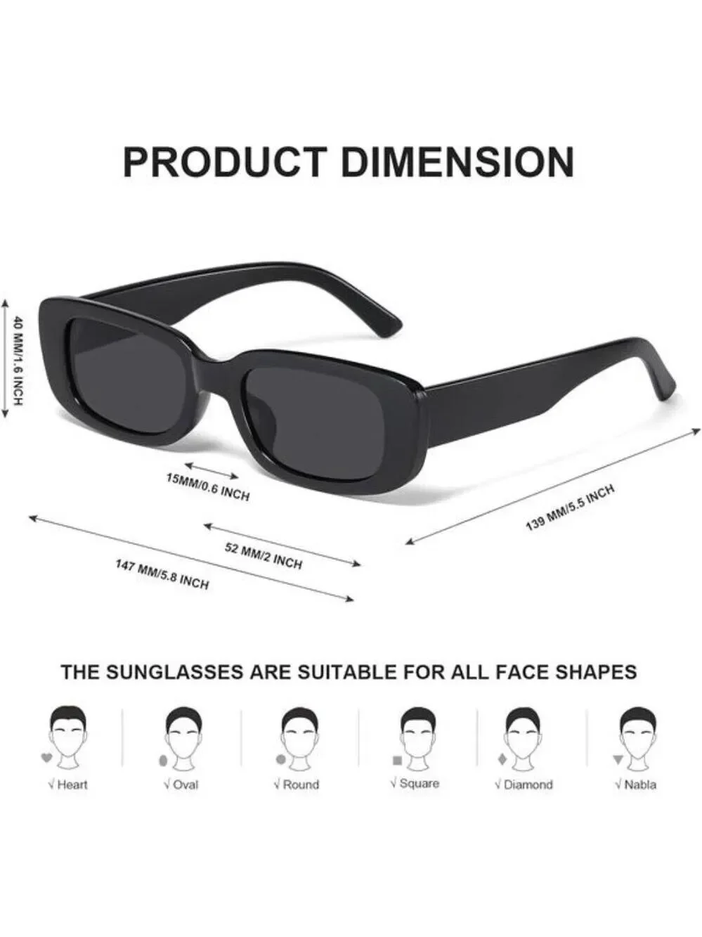 Y2K Rectangle Sunglasses Women Men Retro 90s Square Frame UV400 Trendy Shades